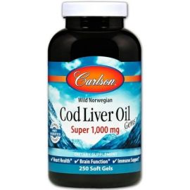 Wild Norwegian Cod Liver Oil Gems Carlson Labs 1000mg - 250 softgels