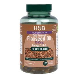 High Strength Cold Pressed Flaxseed Oil Holland & Barrett 120 wegetariańskich kapsułek