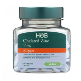Chelated Zinc + Copper Holland & Barrett 15mg - 120 tabletek (EAN 5059604701726)