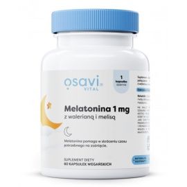 Melatonina z Walerianą i Melisą Osavi 1mg - 60 vegan kapsułek