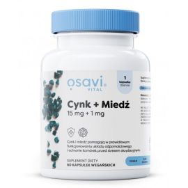 Cynk + Miedź Osavi 15mg + 1mg - 60 vegan kapsułek