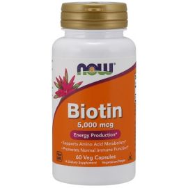 Biotin NOW Foods 5000mcg - 60 wegetariańskich kapsułek