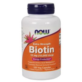 Biotin NOW Foods 10mg Extra Strength - 120 wegetariańskich kapsułek