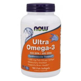 Ultra Omega-3 (In Fish Gelatin Softgels) NOW Foods 180 fish softgels