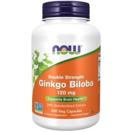Ginkgo Biloba Double Strength NOW Foods 120mg - 200 wegetariańskich kapsułek