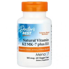 Natural Vitamin K2 MK7 with MenaQ7 plus D3 Doctor's Best 60 wegetariańskich kapsułek